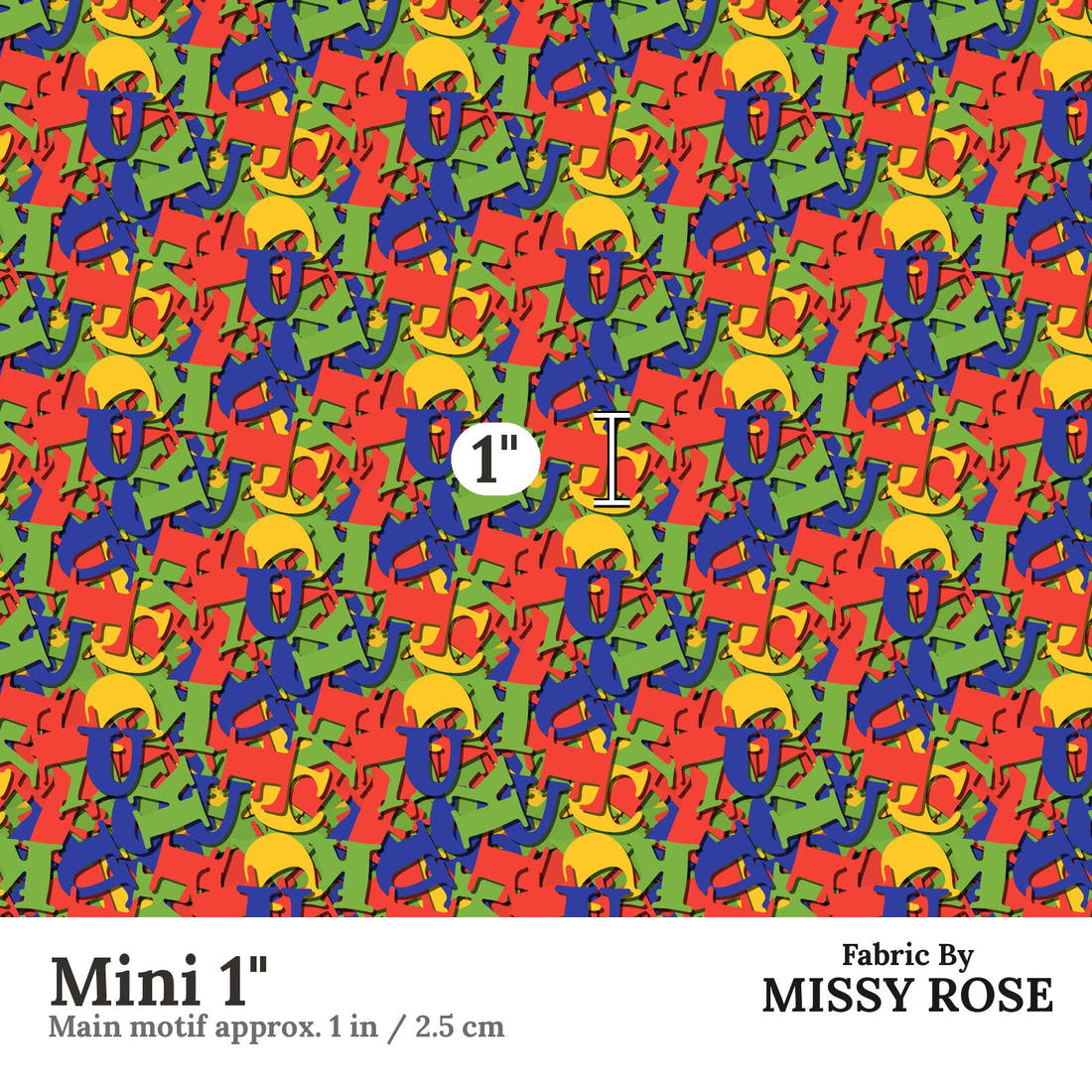 Profanity Fabric 576 Mini 1 inch print scale guide | Fabric by Missy Rose