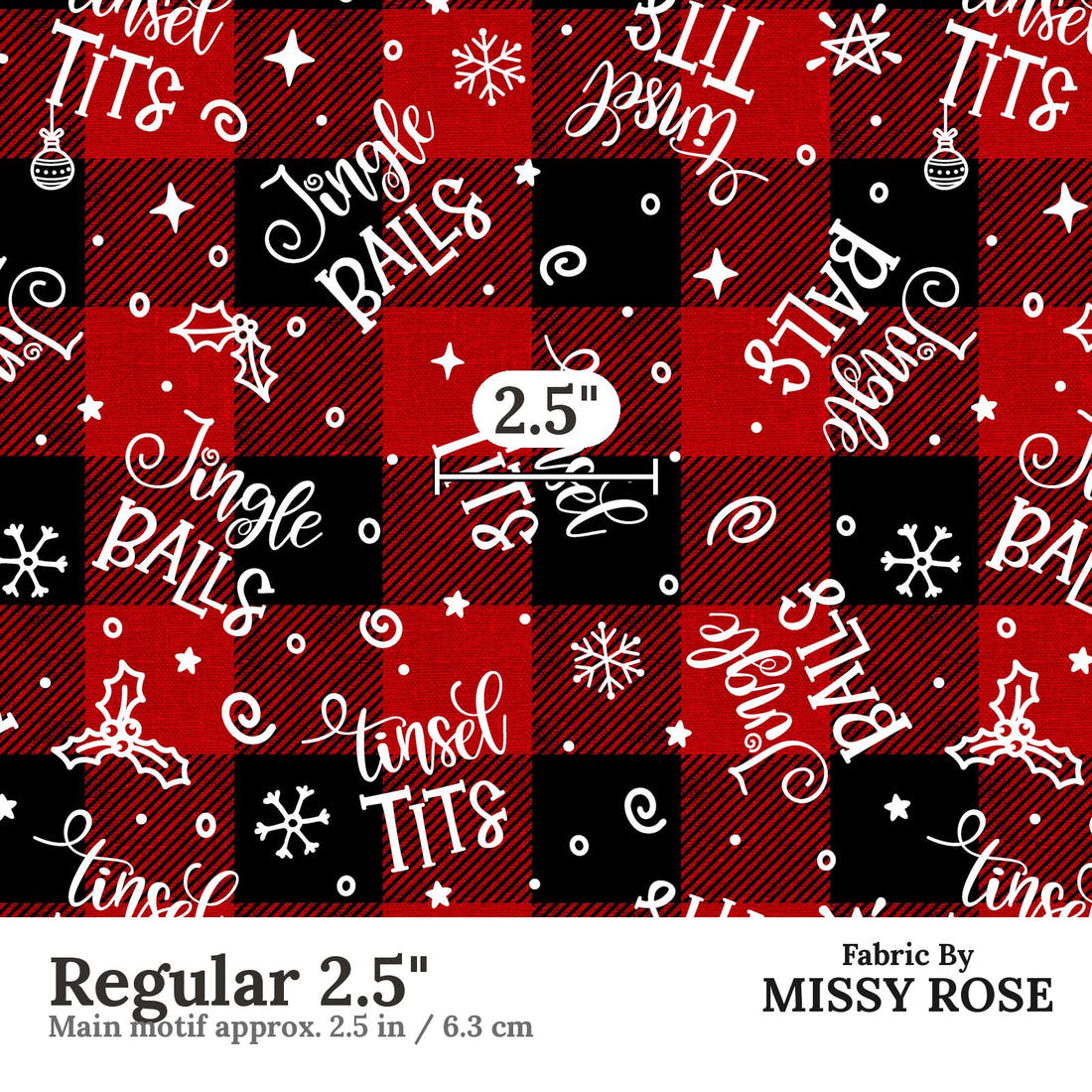 Profanity Fabric 577 Regular 2.5 inch print scale guide | Fabric by Missy Rose