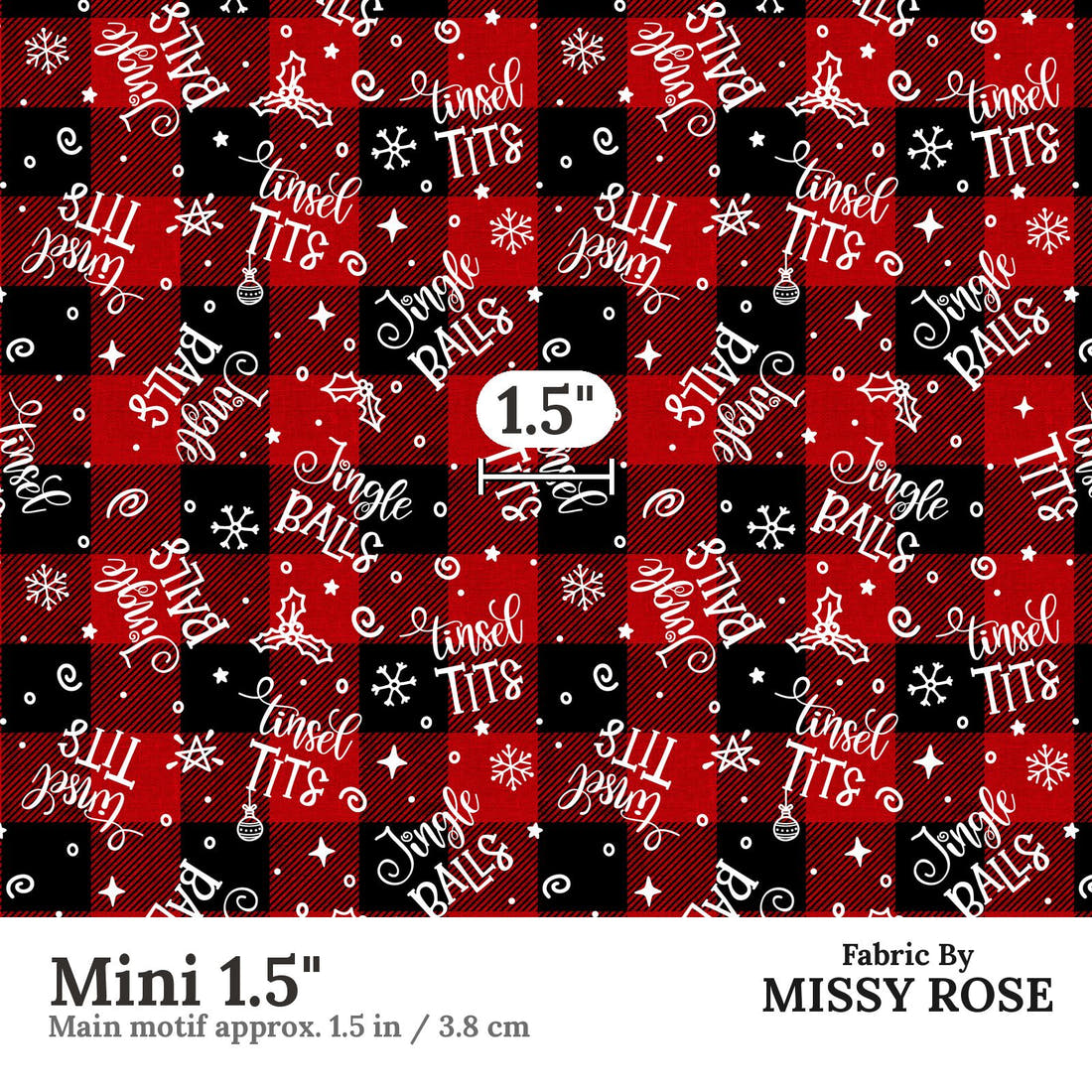 Profanity Fabric 577 Mini 1.5 inch print scale guide | Fabric by Missy Rose