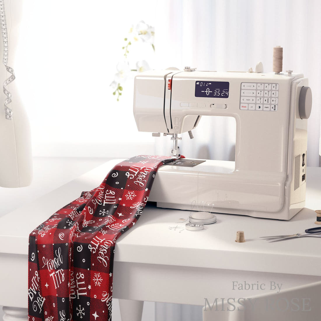 Profanity Fabric 577 on a sewing machine - premium fabric for sewing projects | Fabric by Missy Rose