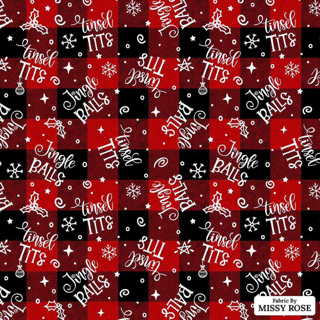 Profanity Fabric 577 - flat view of the print, zoom in for detail | Fabric by Missy Rose