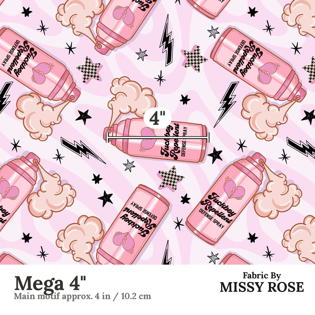 Profanity Fabric 578 Mega 4 inch print scale guide | Fabric by Missy Rose
