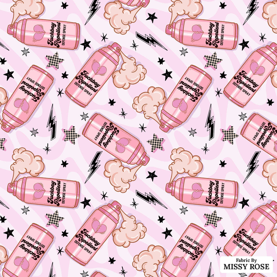 Profanity Fabric 578 - flat view of the print, zoom in for detail | Fabric by Missy Rose