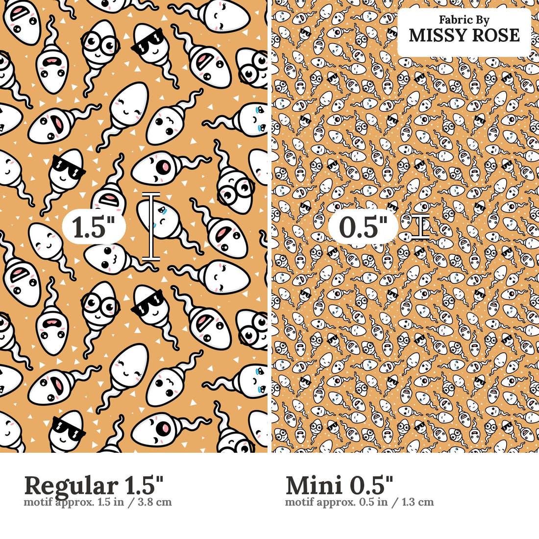 Profanity Fabric 58 Regular 1.5 inch vs Mini 0.5 inch print scale side by side | Fabric by Missy Rose