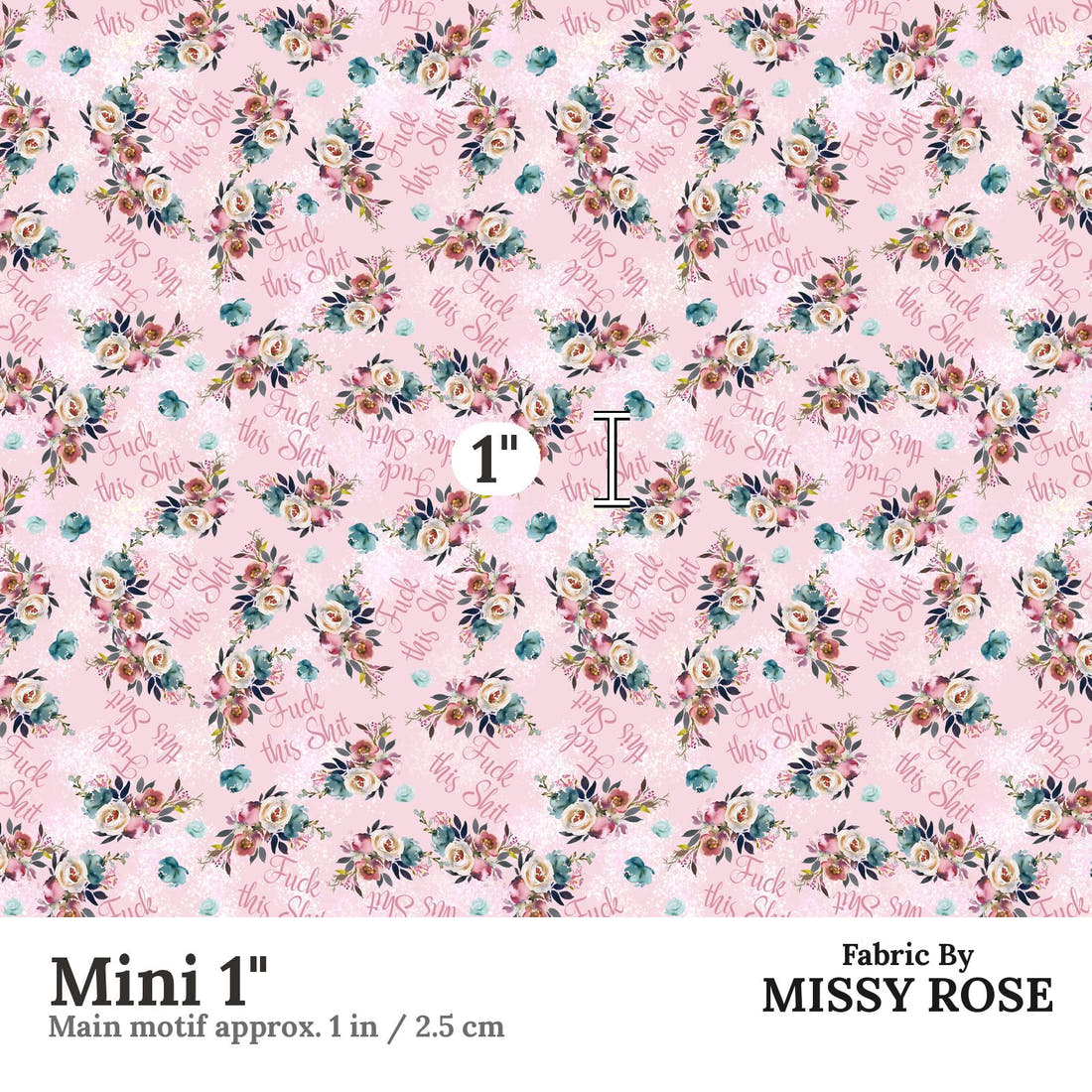 Profanity Fabric 580 Mini 1 inch print scale guide | Fabric by Missy Rose