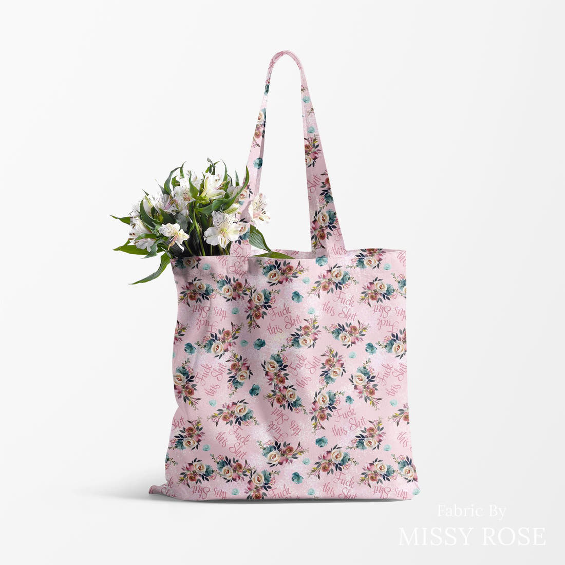 Profanity Fabric 580 made up as a tote bag - see how the print looks made up | Fabric by Missy Rose
