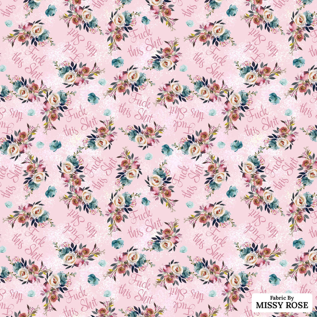 Profanity Fabric 580 - flat view of the print, zoom in for detail | Fabric by Missy Rose