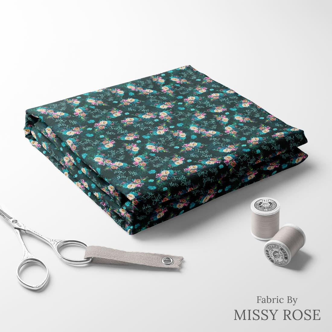 Profanity Fabric 581 folded fabric stack with matching thread - pre-order fabric Australia | Fabric by Missy Rose