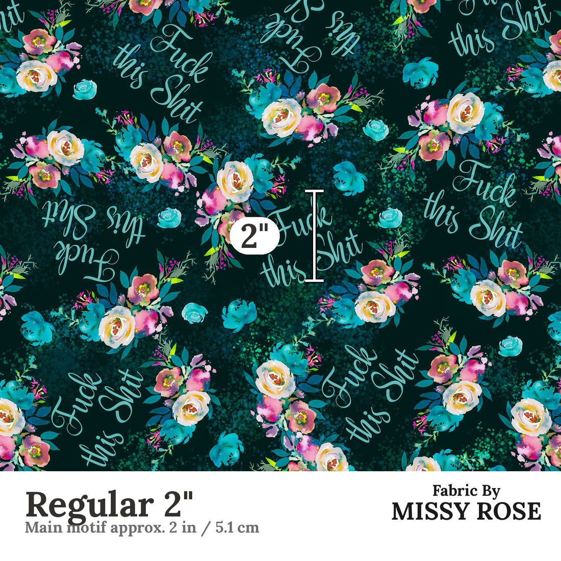 Profanity Fabric 581 Regular 2 inch print scale guide | Fabric by Missy Rose