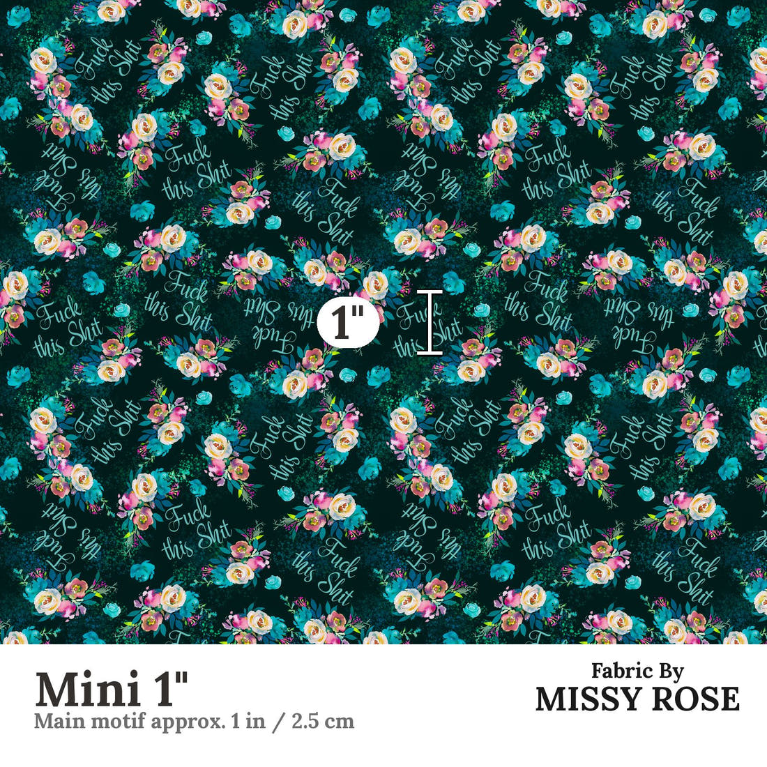 Profanity Fabric 581 Mini 1 inch print scale guide | Fabric by Missy Rose