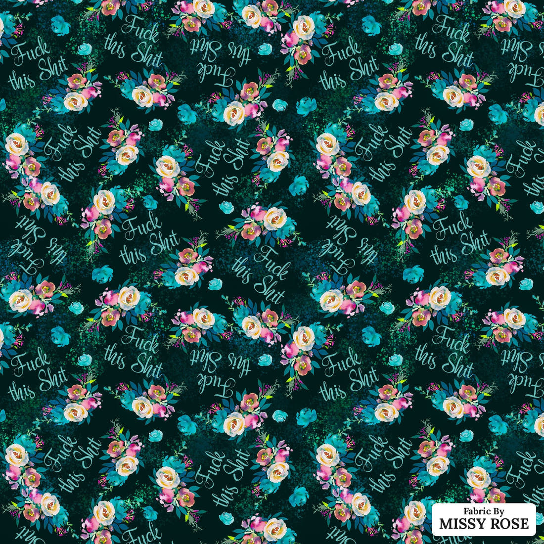 Profanity Fabric 581 - flat view of the print, zoom in for detail | Fabric by Missy Rose