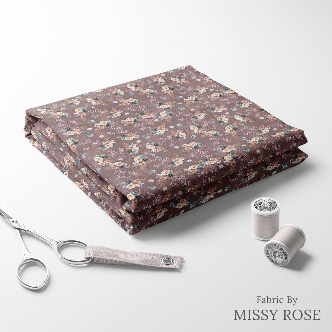 Profanity Fabric 582 folded fabric stack with matching thread - pre-order fabric Australia | Fabric by Missy Rose