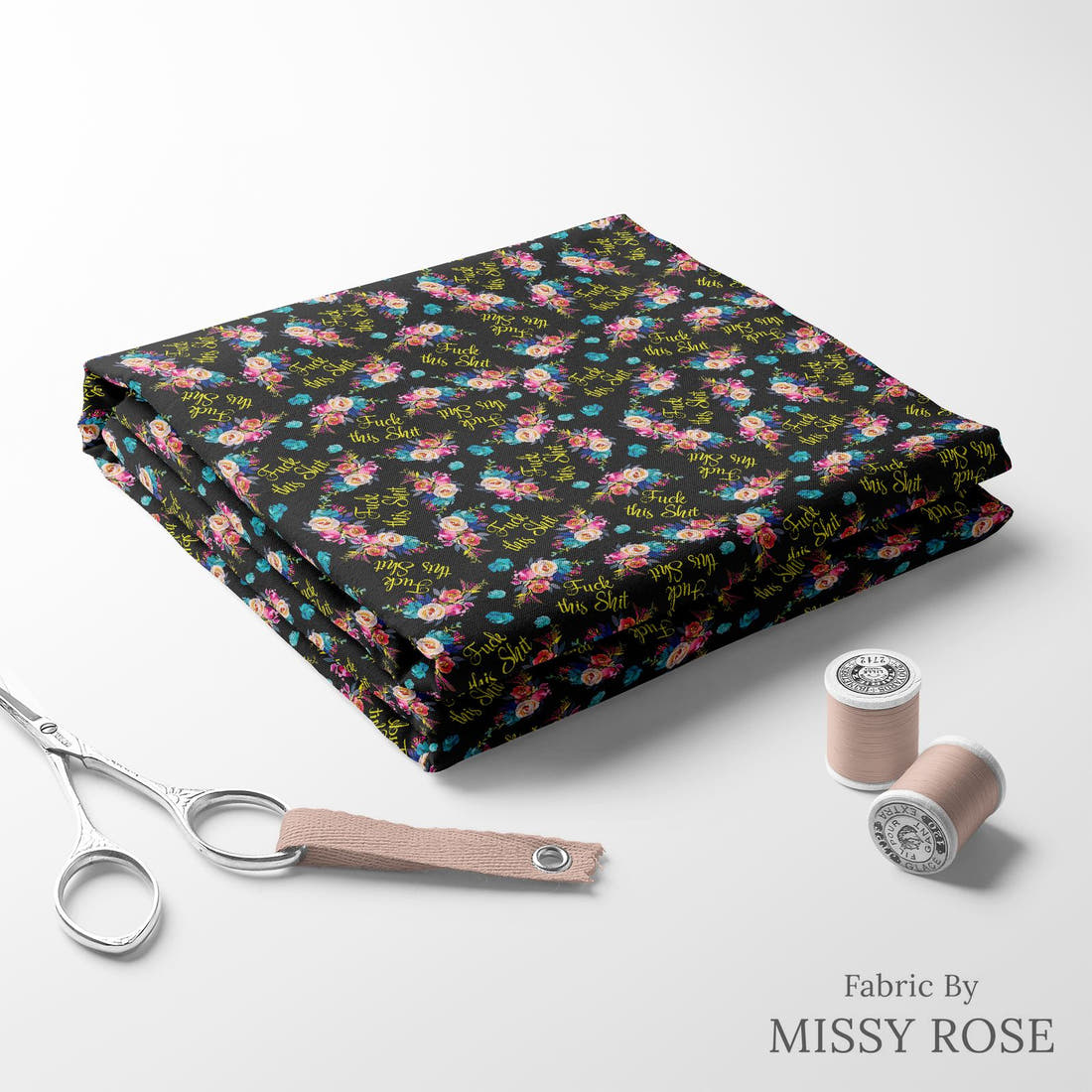 Profanity Fabric 583 folded fabric stack with matching thread - pre-order fabric Australia | Fabric by Missy Rose
