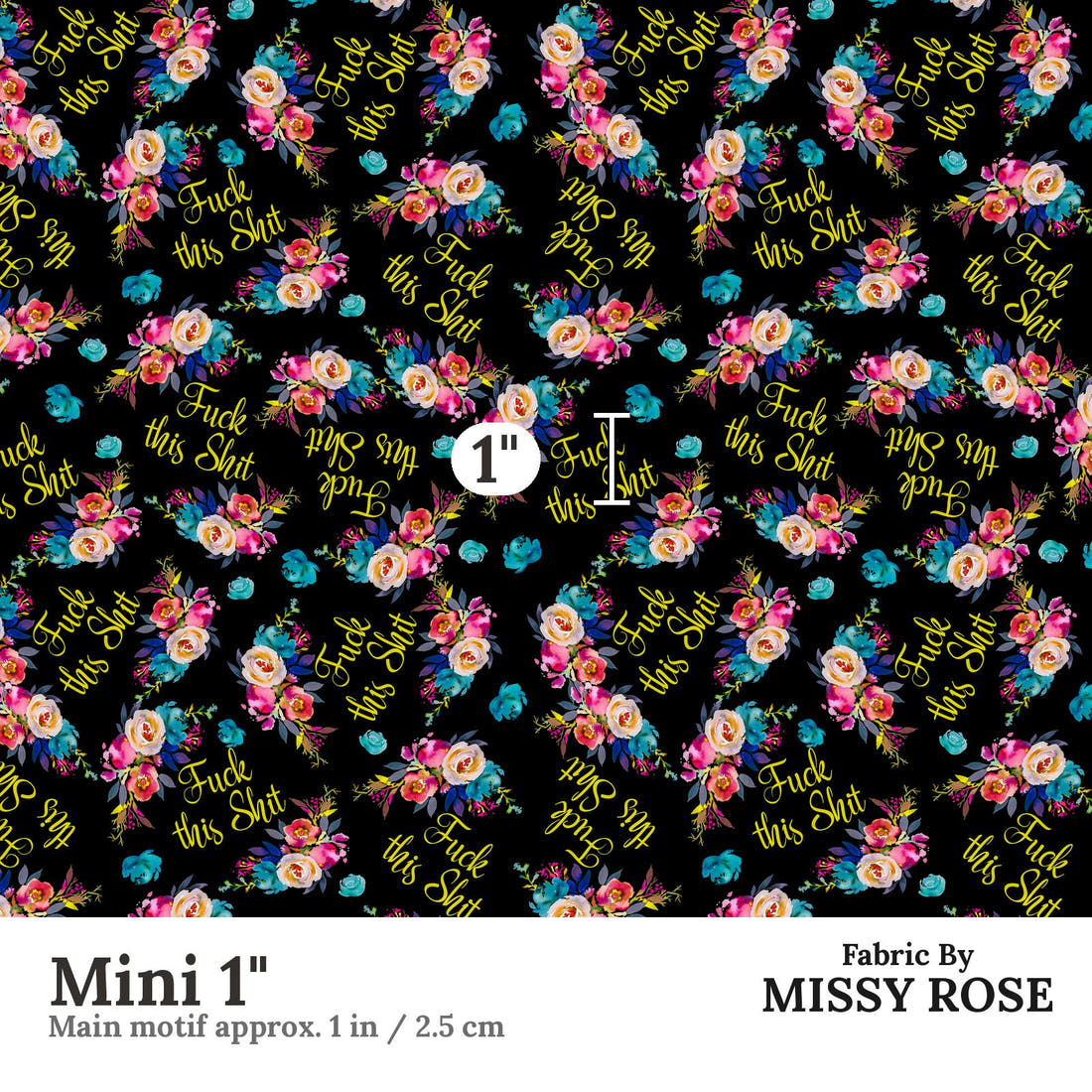 Profanity Fabric 583 Mini 1 inch print scale guide | Fabric by Missy Rose