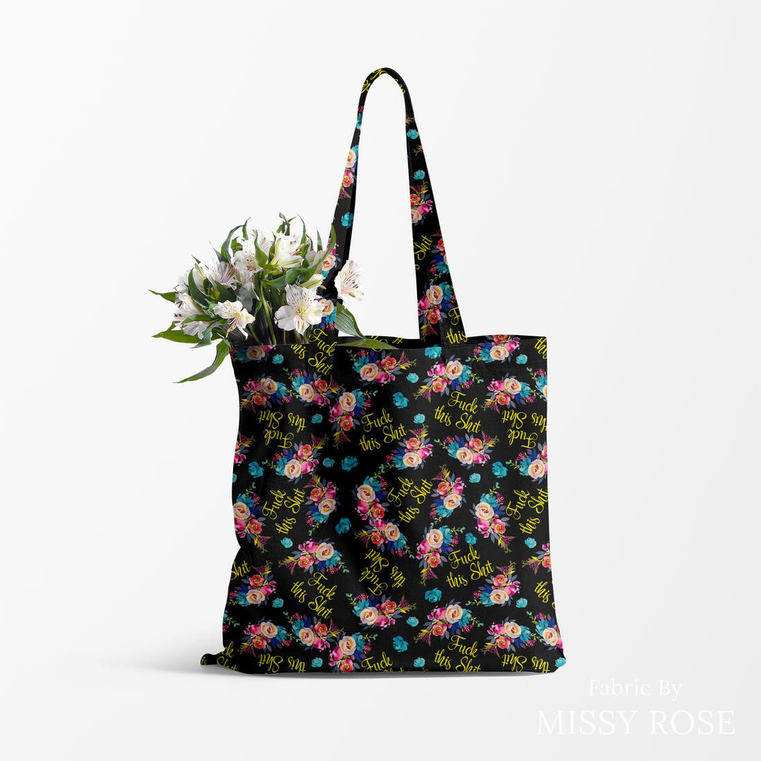 Profanity Fabric 583 made up as a tote bag - see how the print looks made up | Fabric by Missy Rose