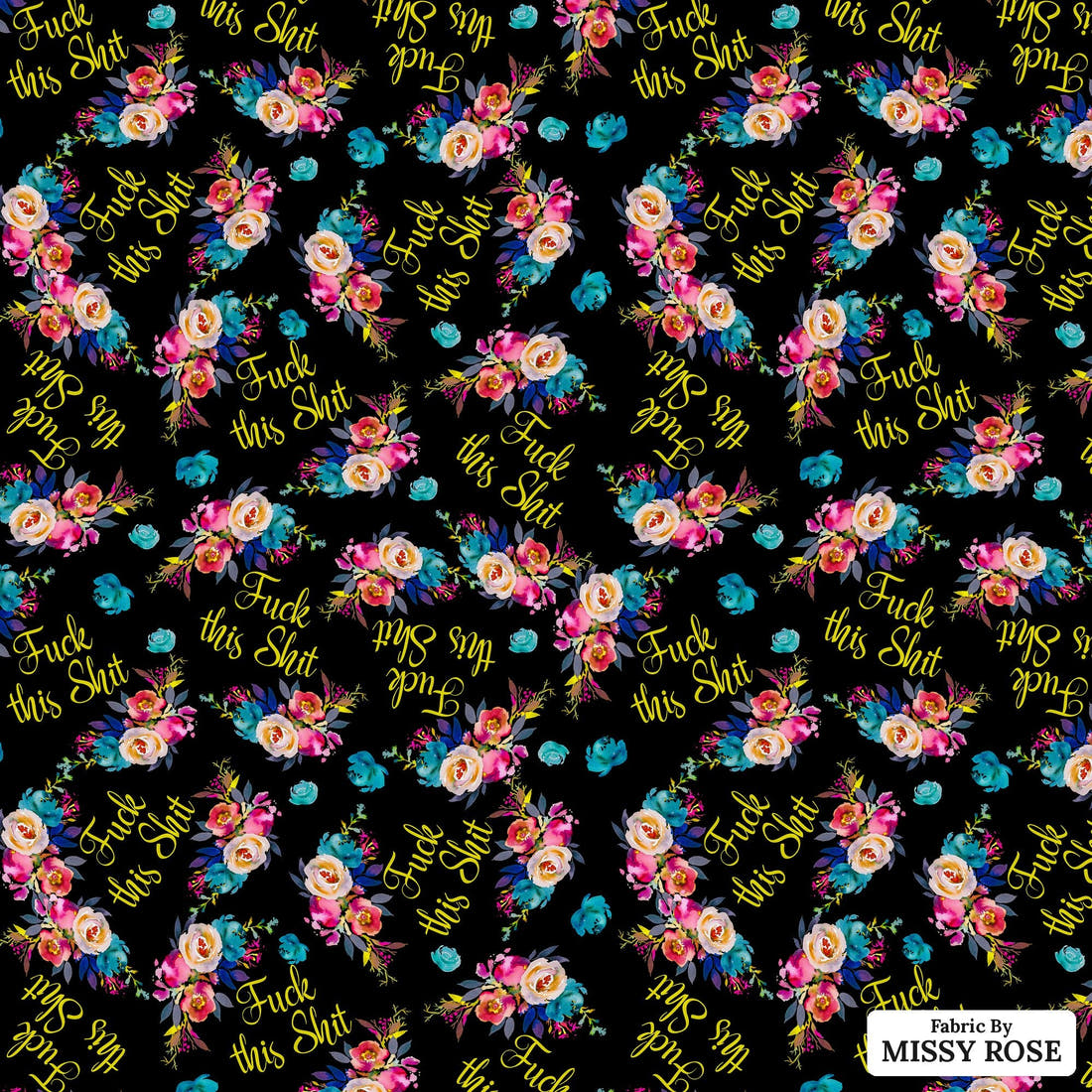 Profanity Fabric 583 - flat view of the print, zoom in for detail | Fabric by Missy Rose