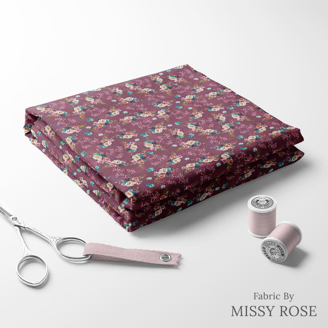 Profanity Fabric 584 folded fabric stack with matching thread - pre-order fabric Australia | Fabric by Missy Rose