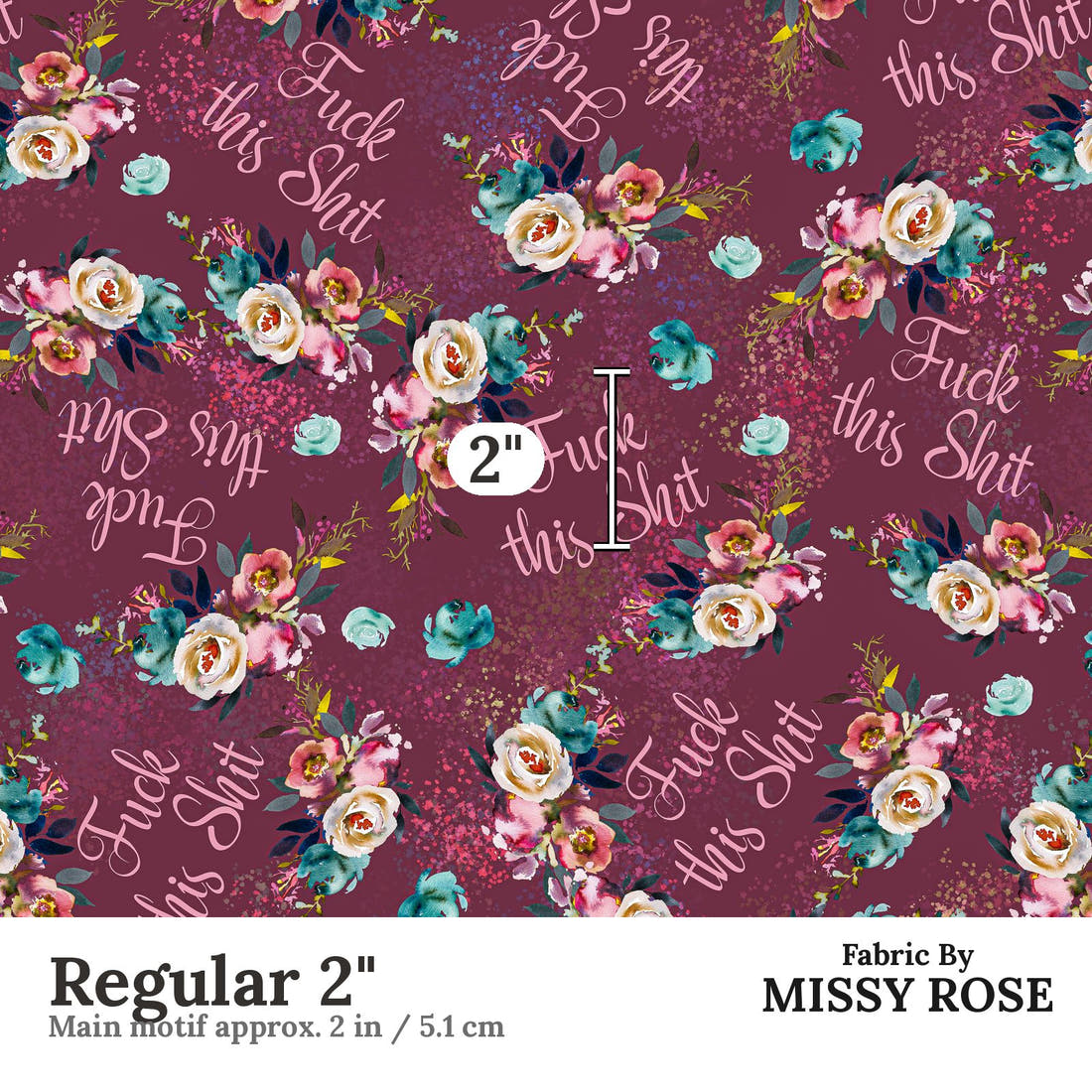 Profanity Fabric 584 Regular 2 inch print scale guide | Fabric by Missy Rose