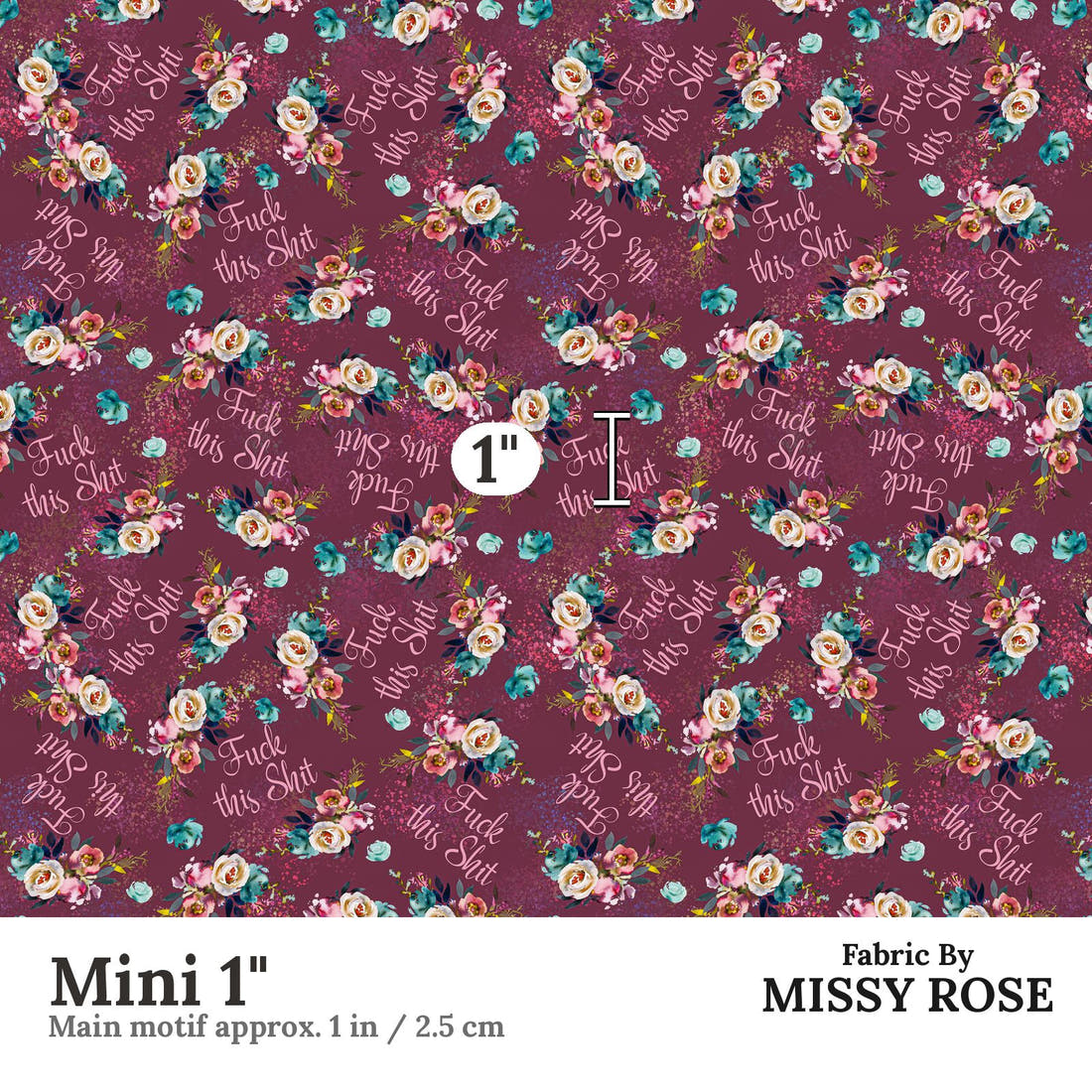 Profanity Fabric 584 Mini 1 inch print scale guide | Fabric by Missy Rose