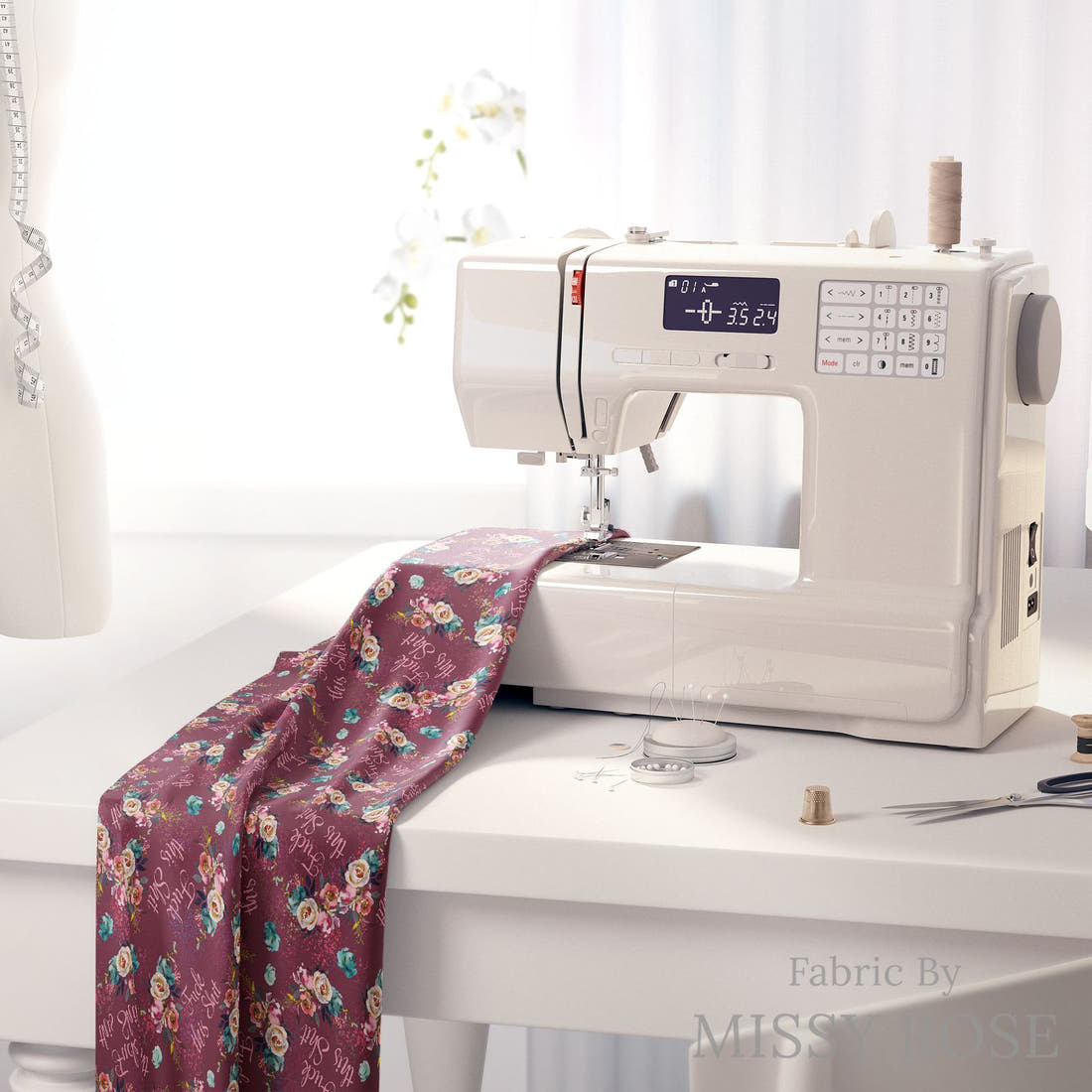 Profanity Fabric 584 on a sewing machine - premium fabric for sewing projects | Fabric by Missy Rose