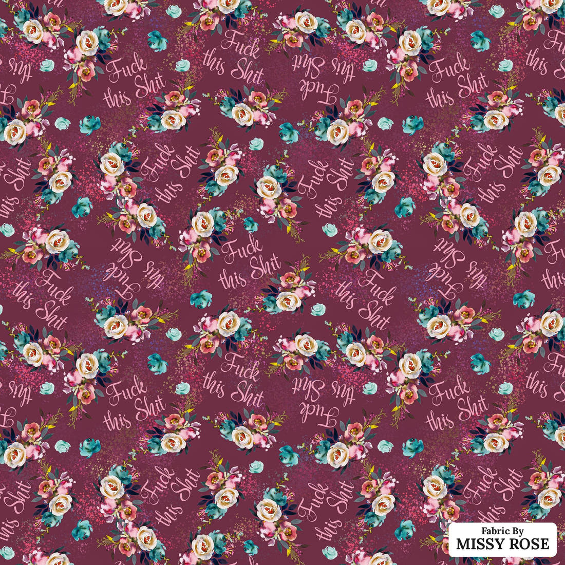 Profanity Fabric 584 - flat view of the print, zoom in for detail | Fabric by Missy Rose