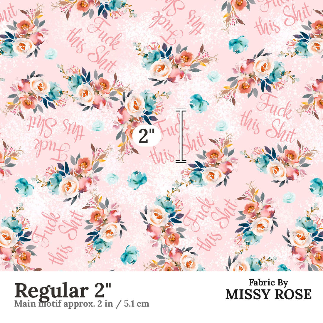Profanity Fabric 585 Regular 2 inch print scale guide | Fabric by Missy Rose