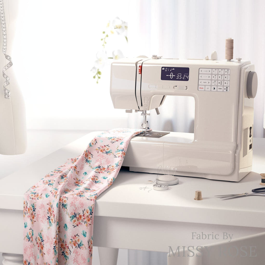 Profanity Fabric 585 on a sewing machine - premium fabric for sewing projects | Fabric by Missy Rose