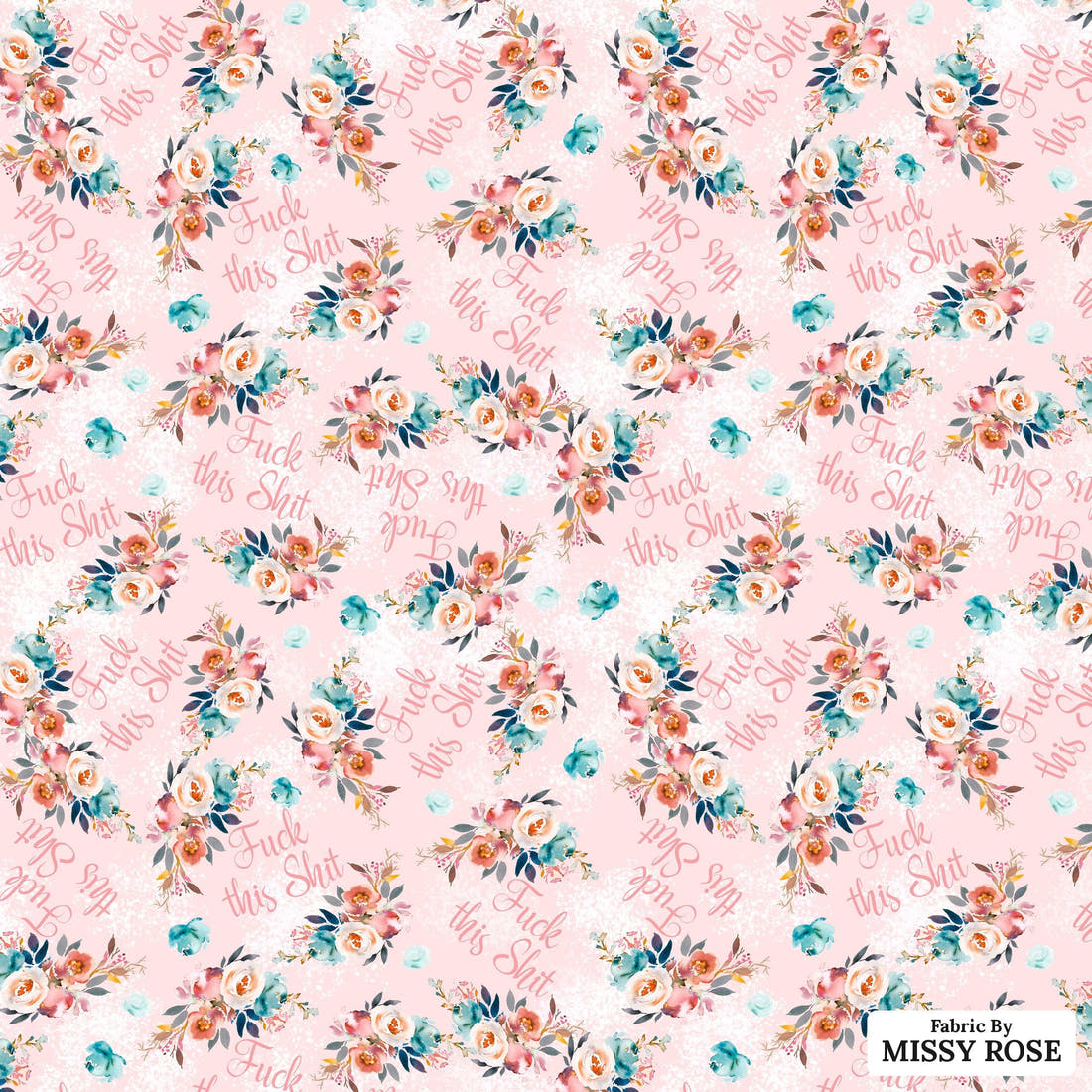 Profanity Fabric 585 - flat view of the print, zoom in for detail | Fabric by Missy Rose