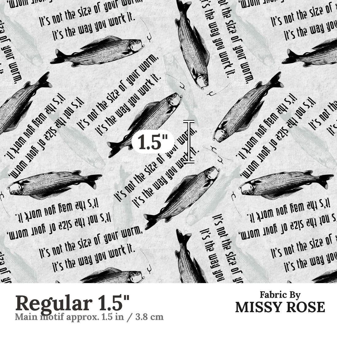 Profanity Fabric 586 Regular 1.5 inch print scale guide | Fabric by Missy Rose