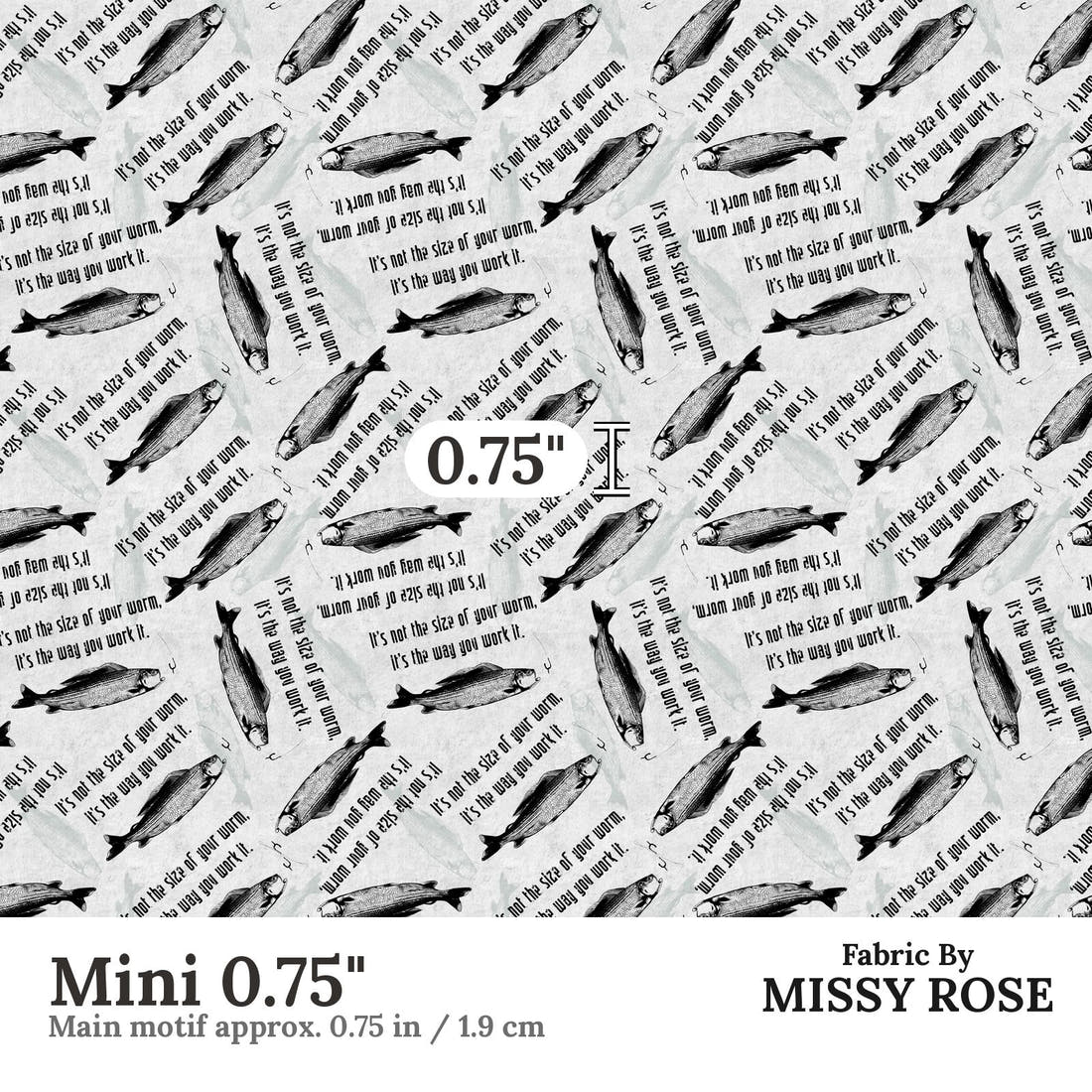 Profanity Fabric 586 Mini 0.75 inch print scale guide | Fabric by Missy Rose