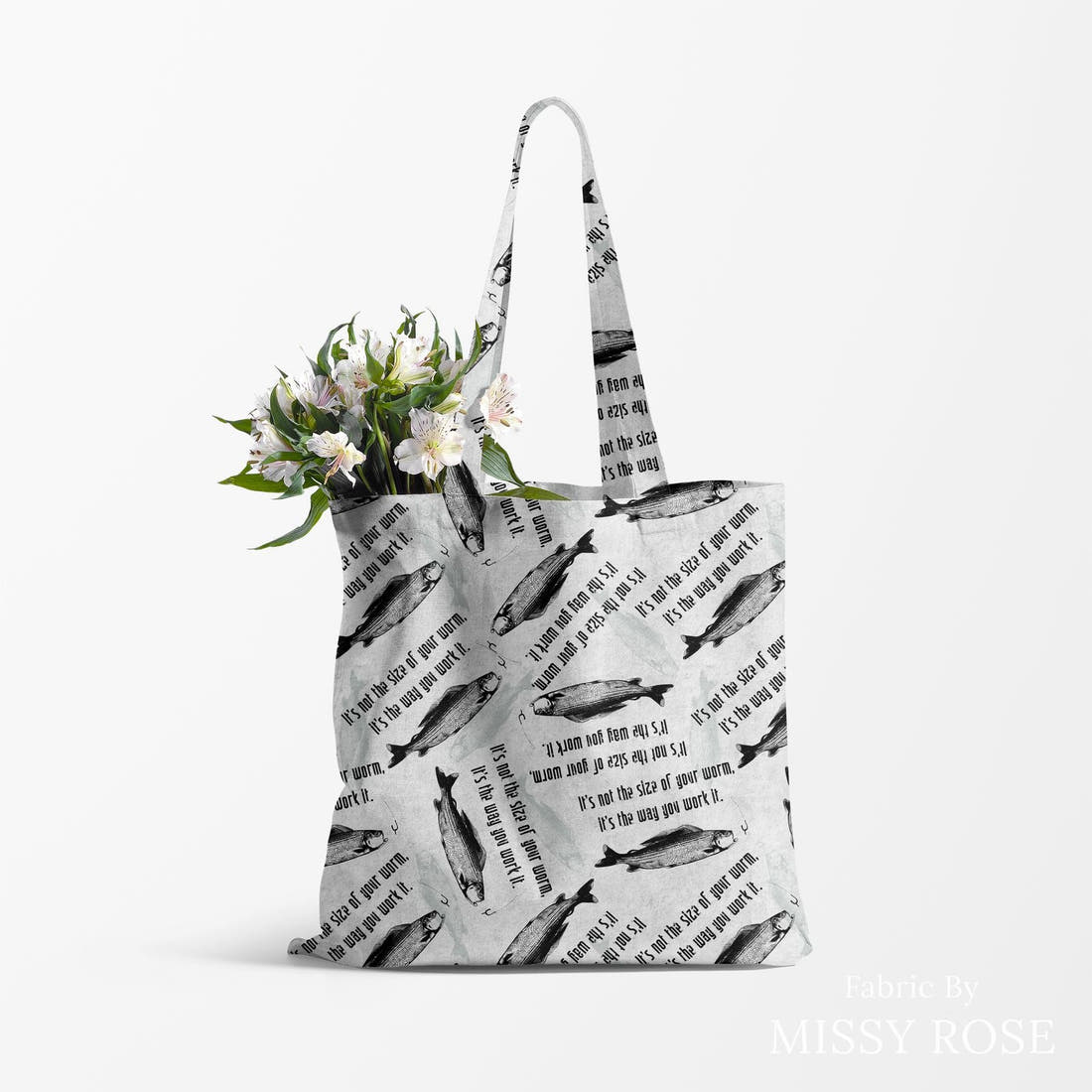 Profanity Fabric 586 made up as a tote bag - see how the print looks made up | Fabric by Missy Rose
