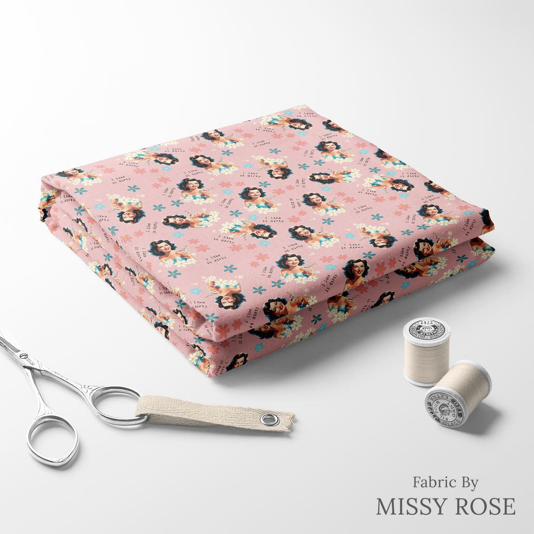 Profanity Fabric 587 folded fabric stack with matching thread - pre-order fabric Australia | Fabric by Missy Rose