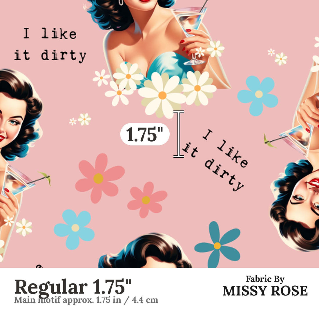 Profanity Fabric 587 Regular 1.75 inch print scale guide | Fabric by Missy Rose