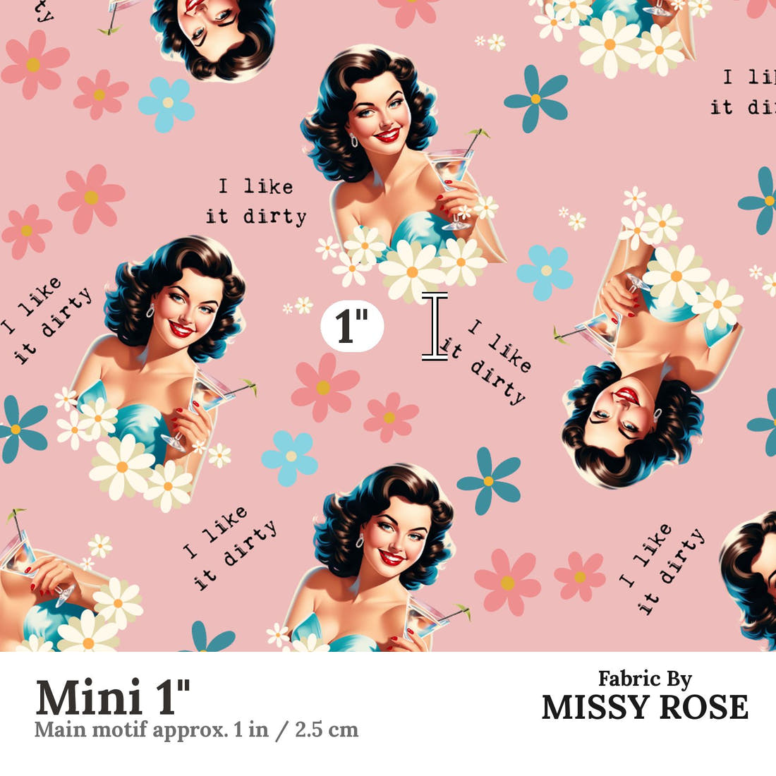 Profanity Fabric 587 Mini 1 inch print scale guide | Fabric by Missy Rose