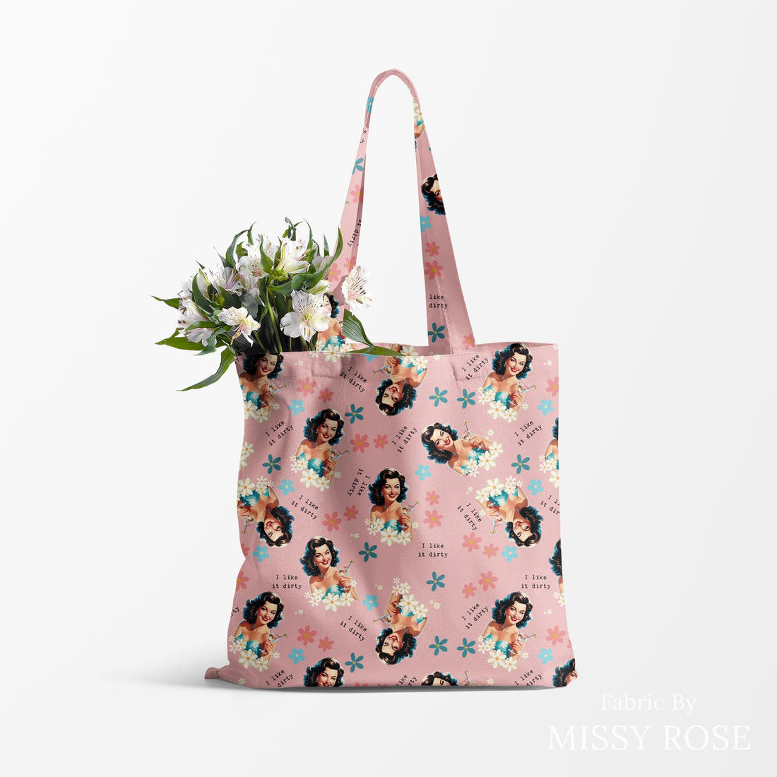 Profanity Fabric 587 made up as a tote bag - see how the print looks made up | Fabric by Missy Rose