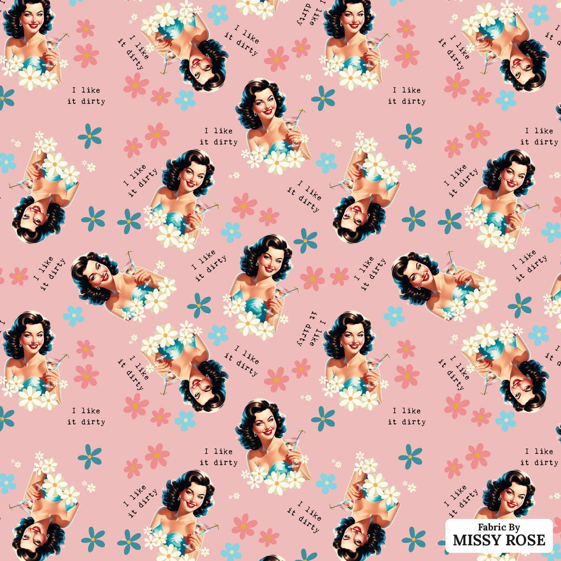 Profanity Fabric 587 - flat view of the print, zoom in for detail | Fabric by Missy Rose