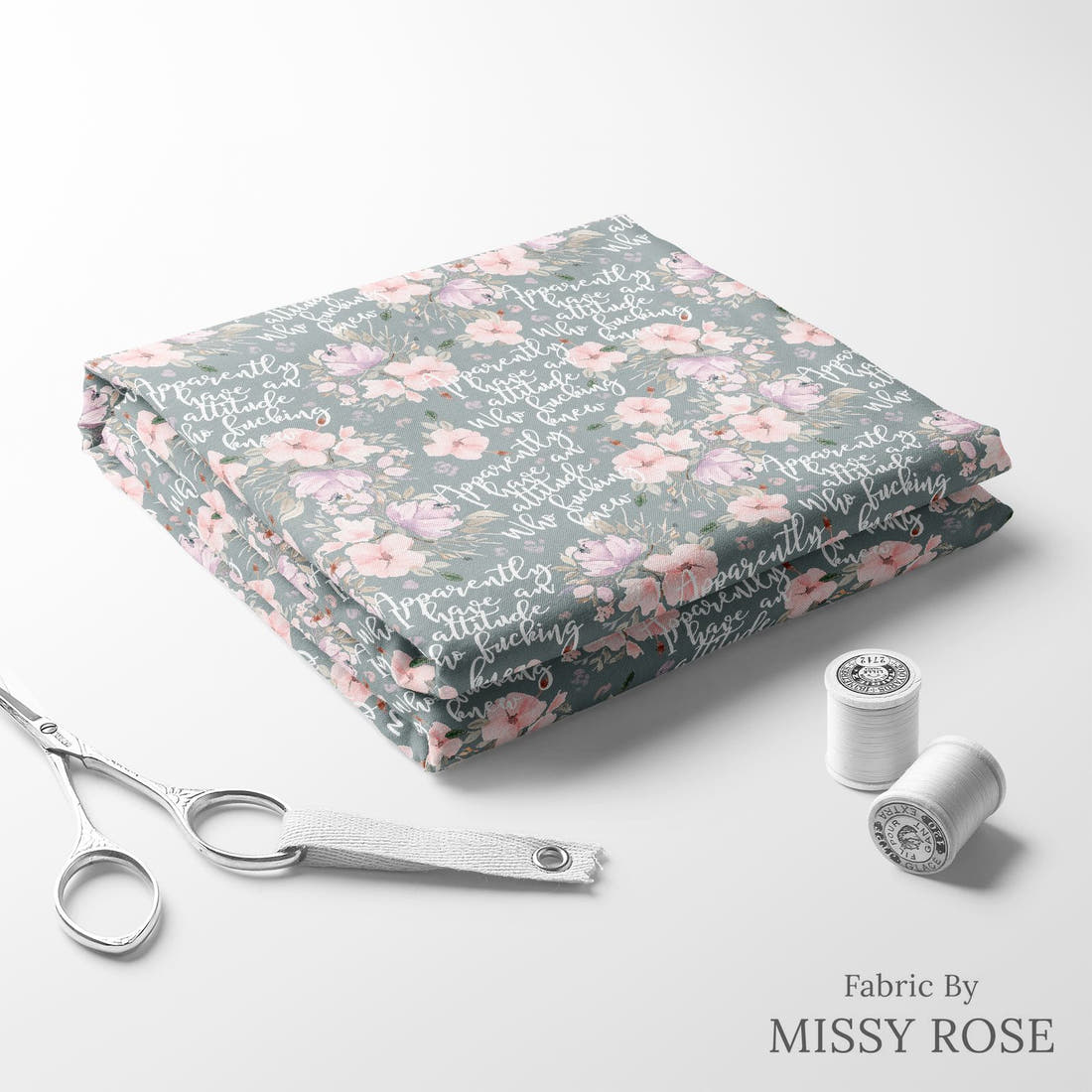 Profanity Fabric 588 folded fabric stack with matching thread - pre-order fabric Australia | Fabric by Missy Rose