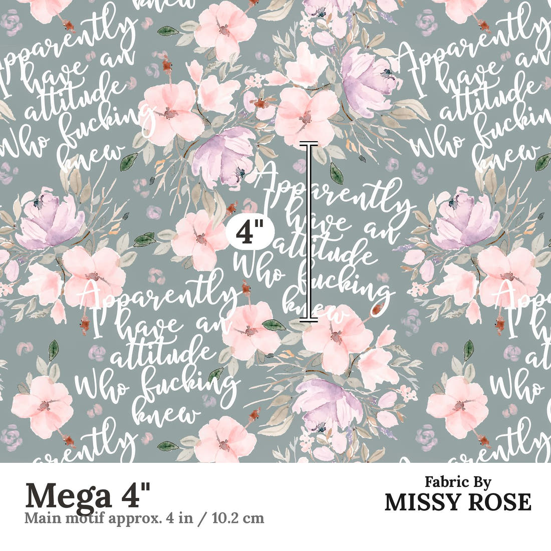 Profanity Fabric 588 Mega 4 inch print scale guide | Fabric by Missy Rose