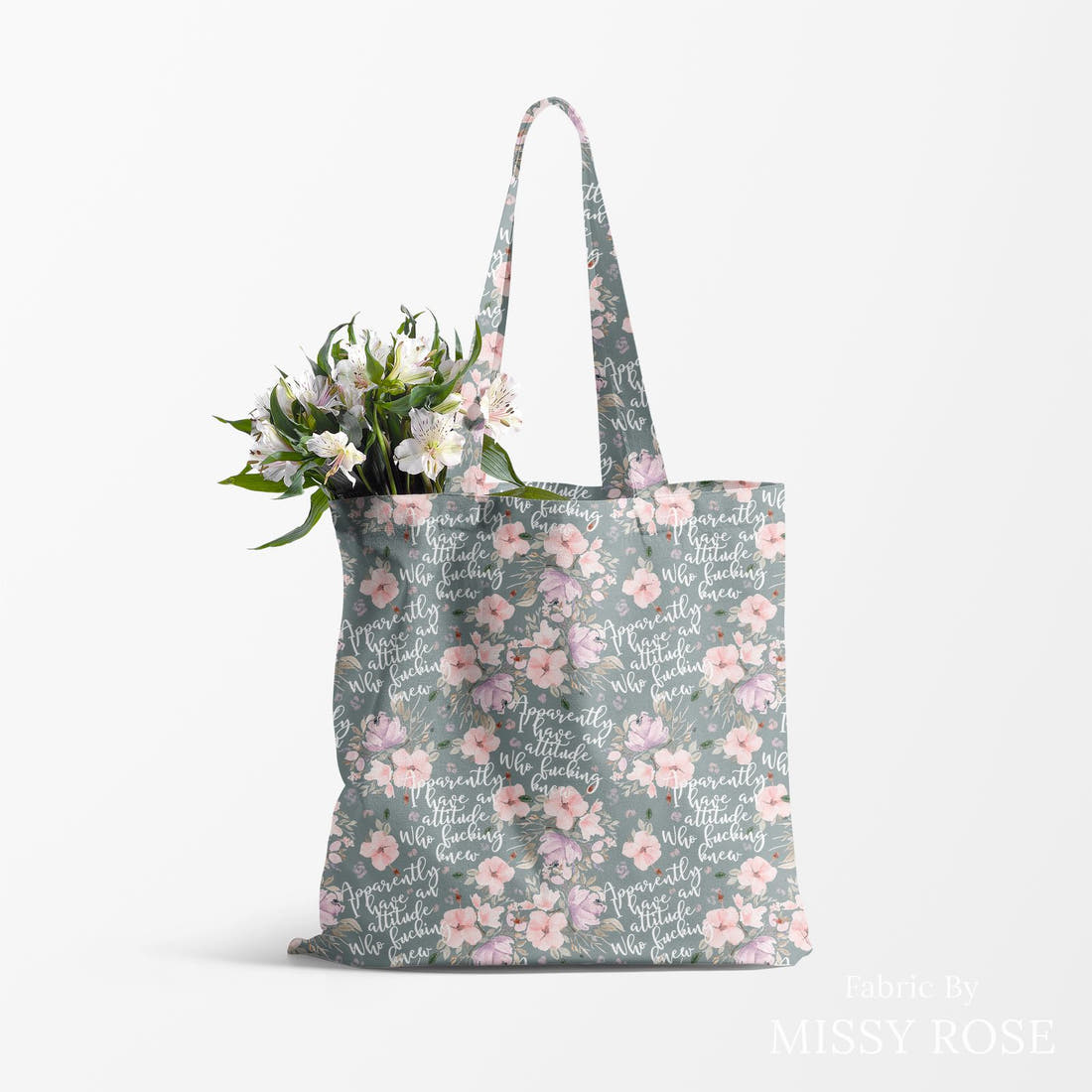 Profanity Fabric 588 made up as a tote bag - see how the print looks made up | Fabric by Missy Rose