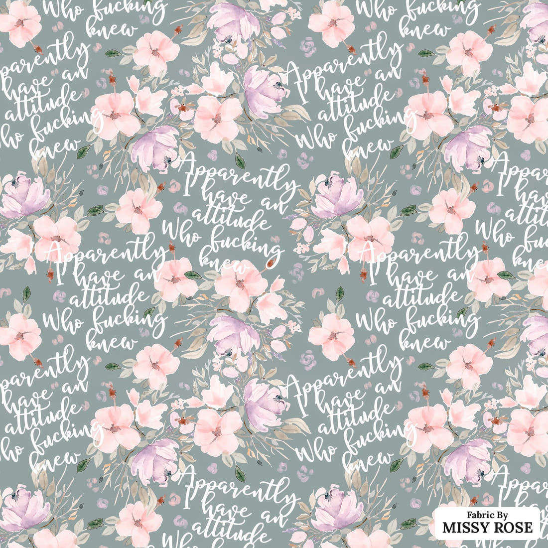 Profanity Fabric 588 - flat view of the print, zoom in for detail | Fabric by Missy Rose