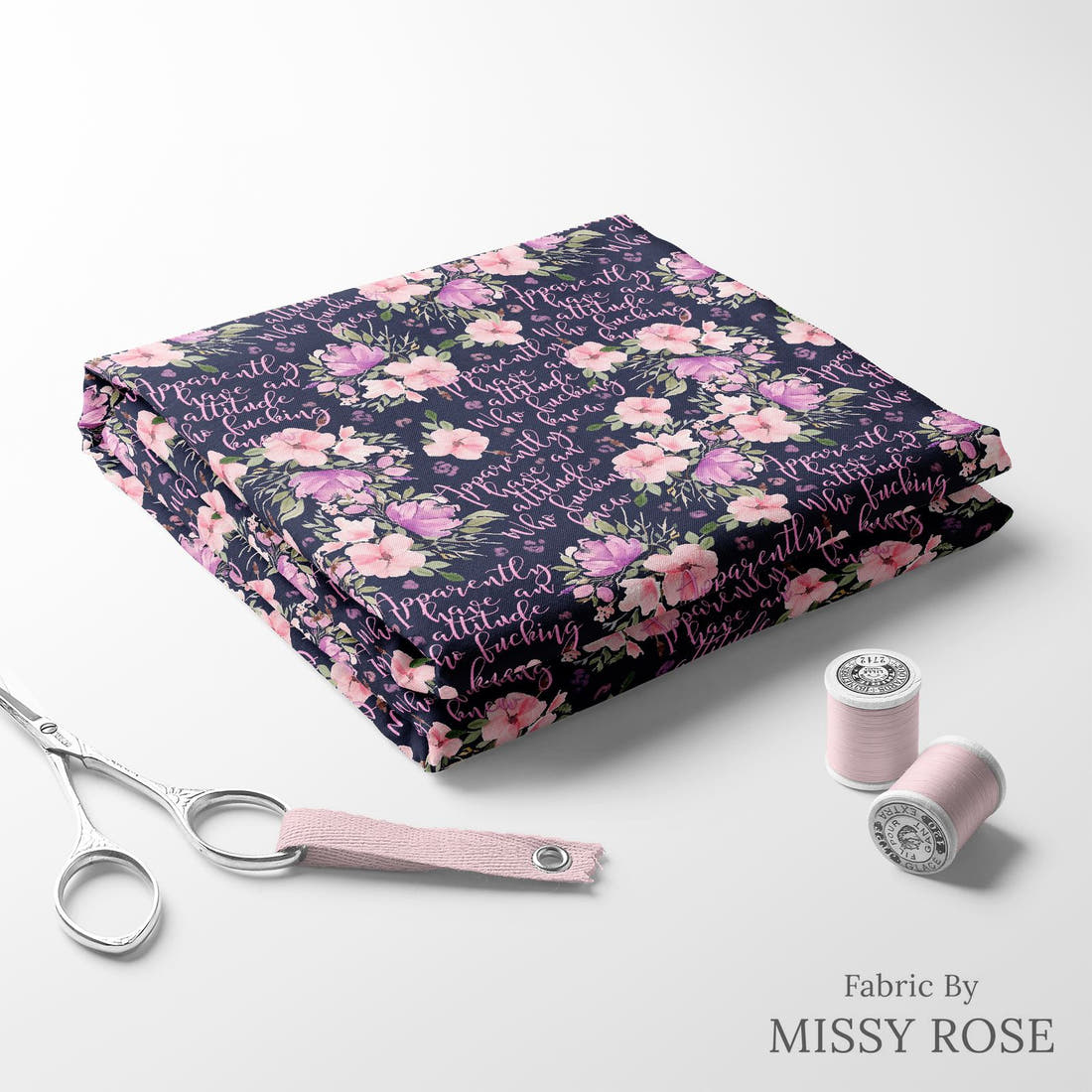Profanity Fabric 589 folded fabric stack with matching thread - pre-order fabric Australia | Fabric by Missy Rose