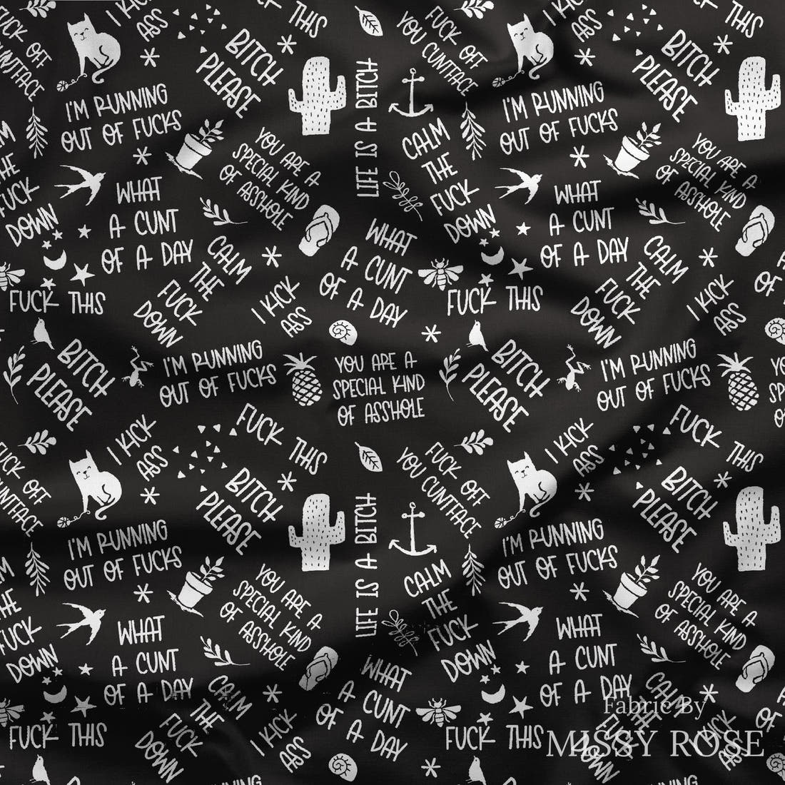 Profanity Fabric 590 draped fabric mockup - custom printed fabric by the metre | Fabric by Missy Rose