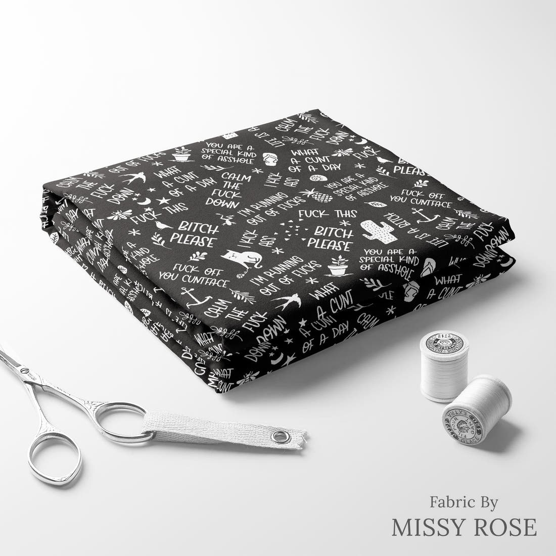 Profanity Fabric 590 folded fabric stack with matching thread - pre-order fabric Australia | Fabric by Missy Rose