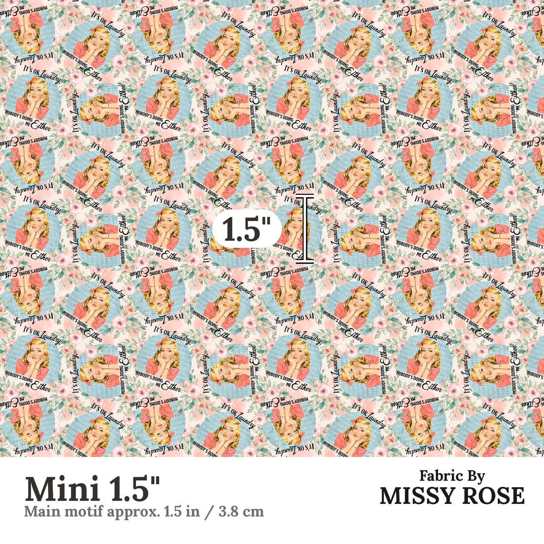 Profanity Fabric 61 Mini 1.5 inch print scale guide | Fabric by Missy Rose