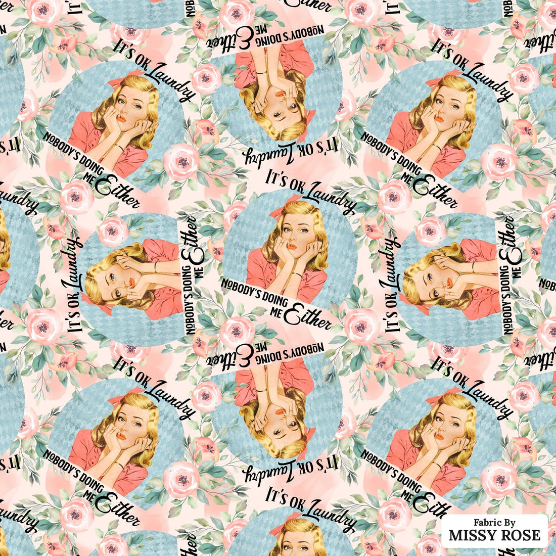 Profanity Fabric 61 - flat view of the print, zoom in for detail | Fabric by Missy Rose