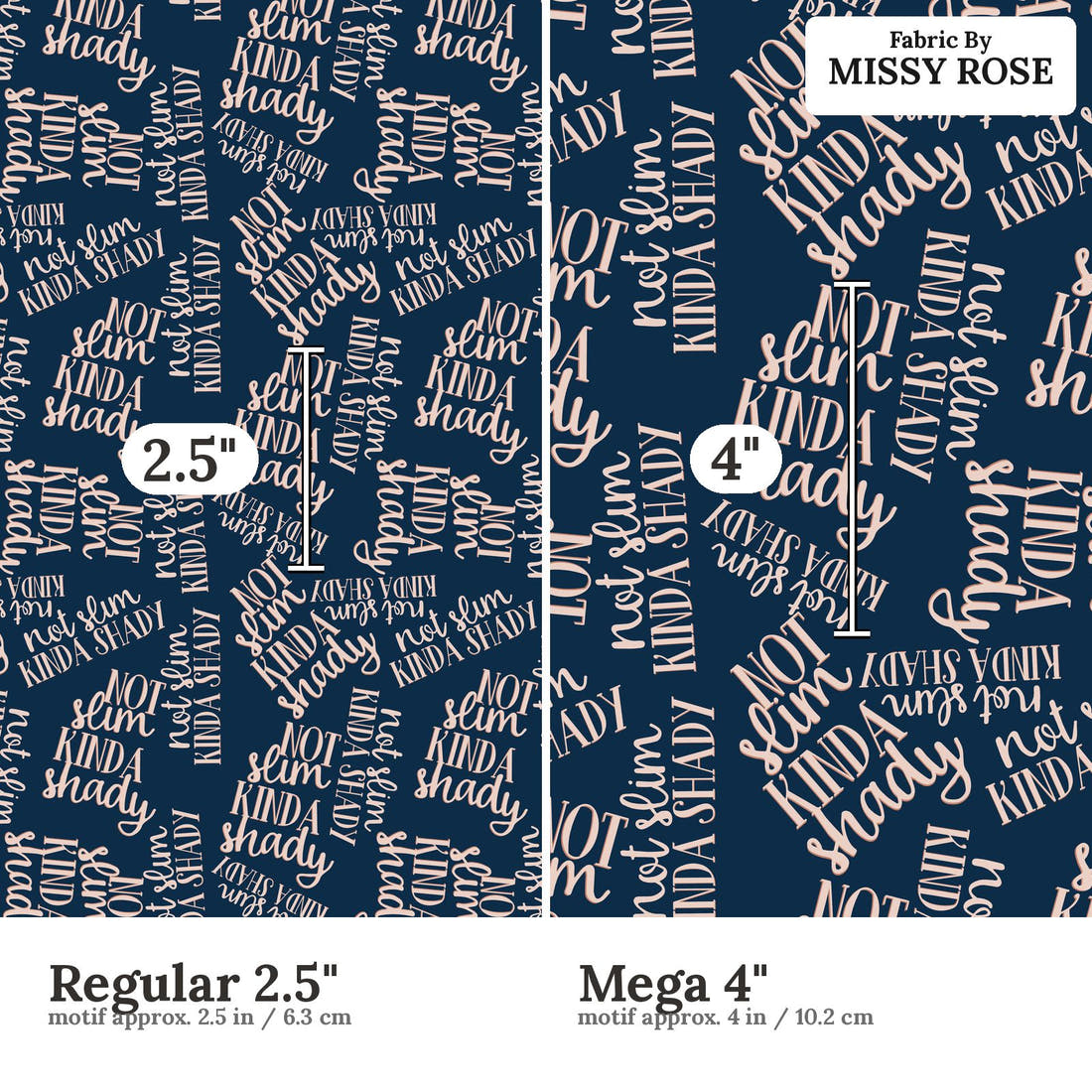 Profanity Fabric 62 Regular 2.5 inch vs Mega 4 inch print scale side by side | Fabric by Missy Rose