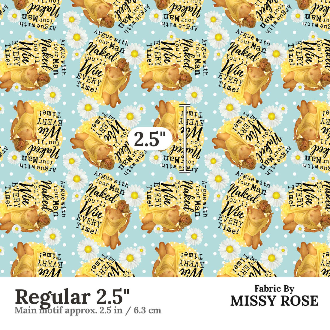 Profanity Fabric 65 Regular 2.5 inch print scale guide | Fabric by Missy Rose