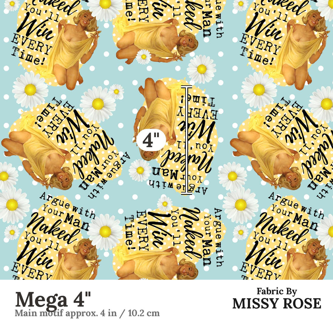Profanity Fabric 65 Mega 4 inch print scale guide | Fabric by Missy Rose