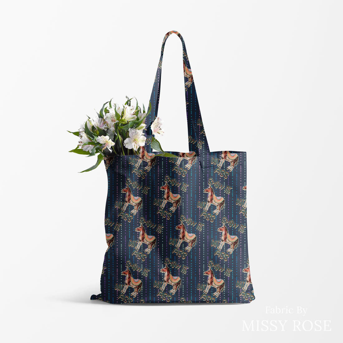 Profanity Fabric 66 made up as a tote bag - see how the print looks made up | Fabric by Missy Rose