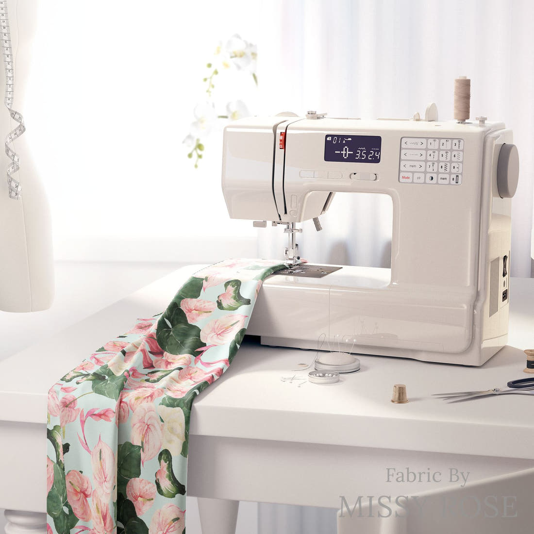 Profanity Fabric 69 on a sewing machine - premium fabric for sewing projects | Fabric by Missy Rose